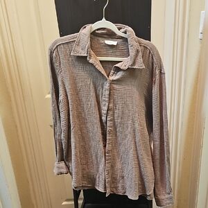 Women's Relaxed Fit Tan Button Down Shirt